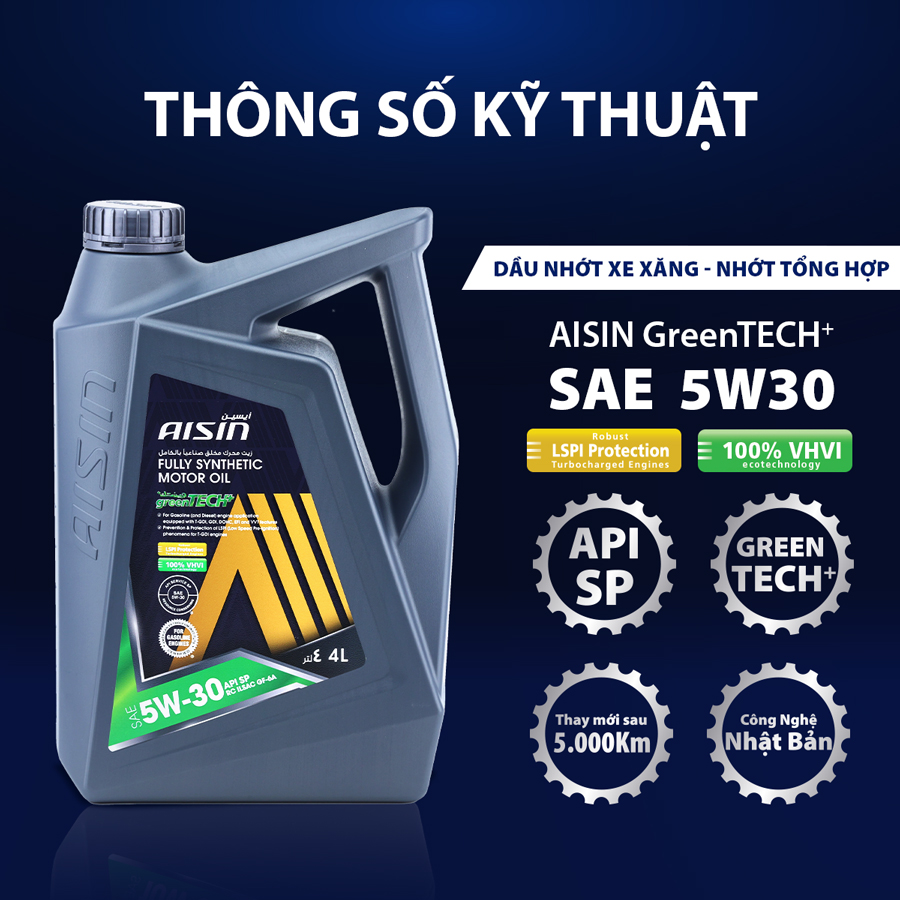 Nhớt Động Cơ Aisin 5W-30 SN/CF Fully Synthetic 4 Lít ESFNP0534P