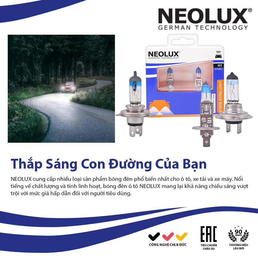 Bóng Halogen Tăng Sáng 130% H7 12V 55W N499EL1-2SCB Hiệu Neolux