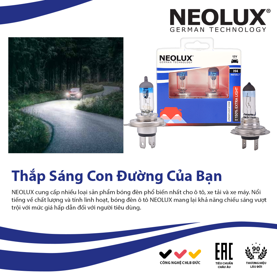 Bóng Halogen Tăng Sáng 150% H7 12V 55W N499EL1-2SCB Hiệu Neolux