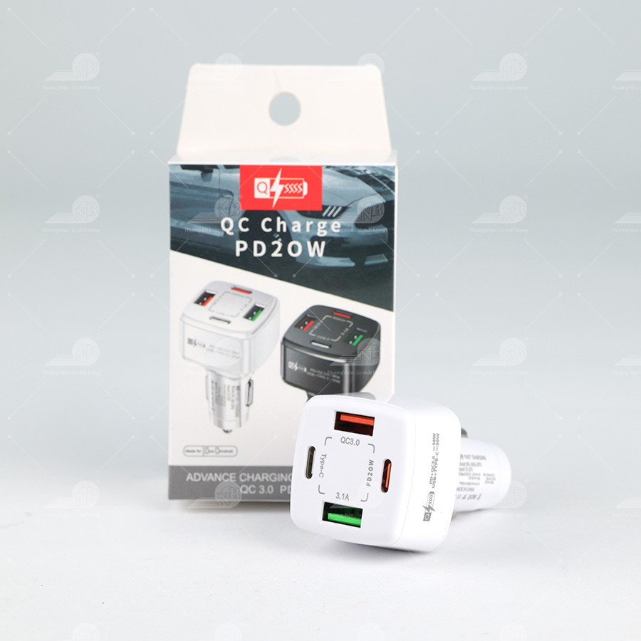 Đầu sạc 2 cổng USB+2 Type C PD20w BK365 trắng