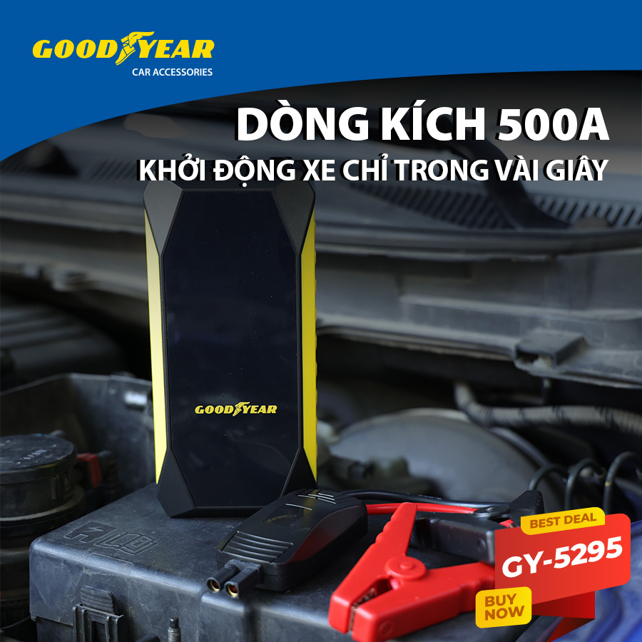 Bộ kích điện GOODYEAR GY-5295 12V 10000mAh - 500A - 37Wh - 2.5A mặt đồng hồ điện tử