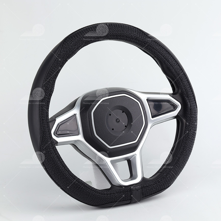 Bao vô lăng CIND PU+TPE kiểu D E011D Size M đen/đen