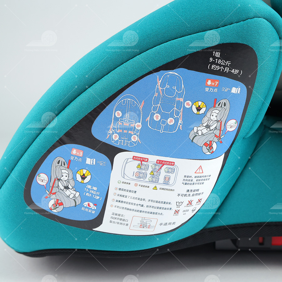 Ghế an toàn cho trẻ em trong xe hơi kiểu ISOFIX QM-701A Xanh