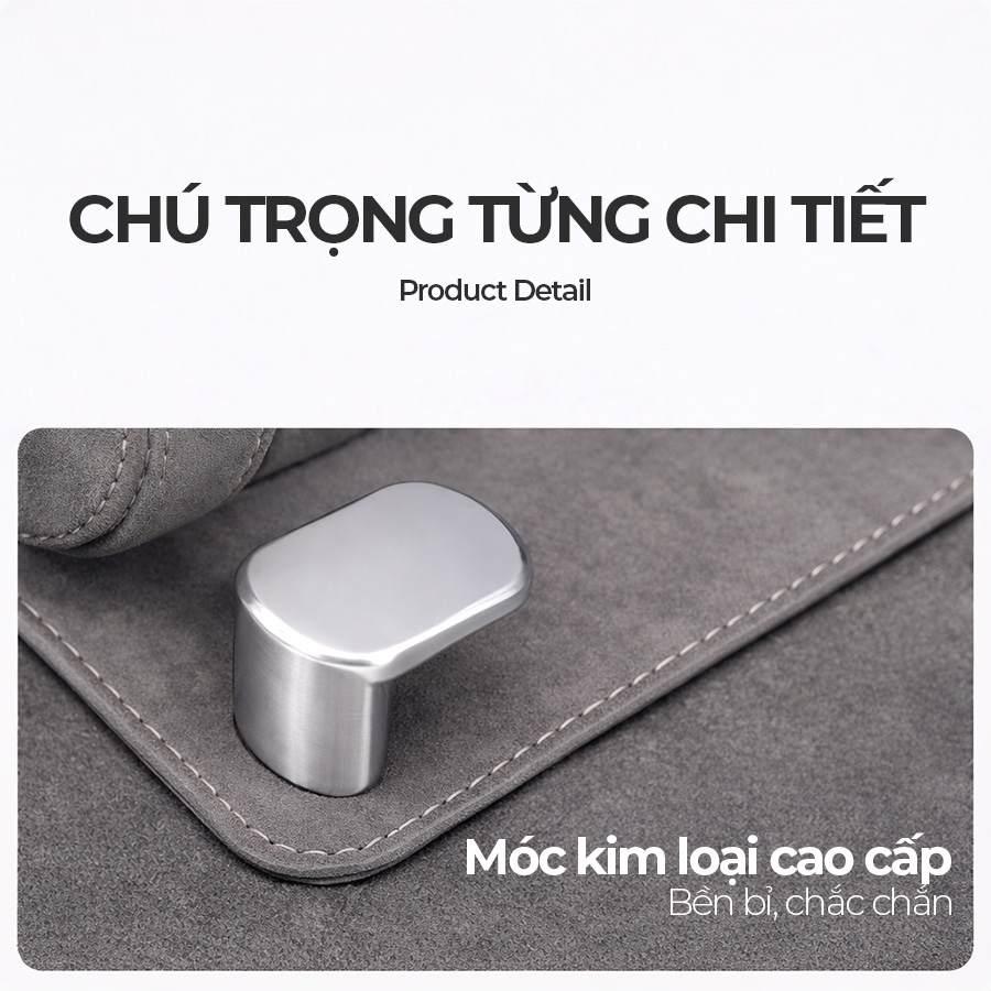 CIND BO-L021 (Xám) Móc treo đôi + đựng ly sau ghế (da)