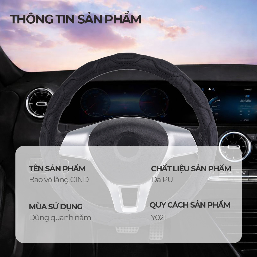 Bao vô lăng CIND PU+TPE Y021 size M đen