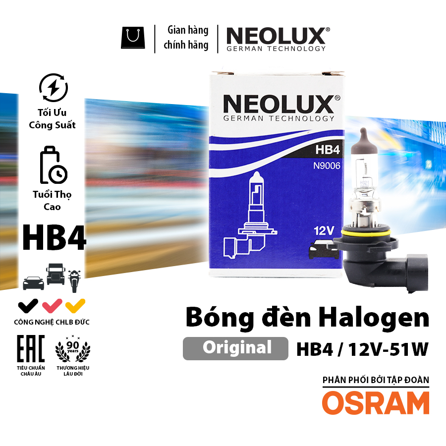 Bóng 9006 (chân cong) (HB4) 12V 51W N9006 Hiệu NEOLUX