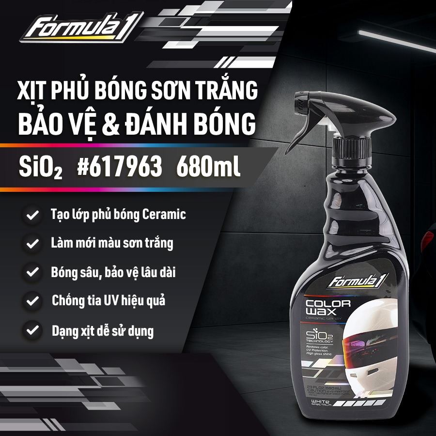 Đánh bóng sơn Ceramic dạng xịt màu trắng Formula 1 (680ml) # 617963 (#617021)