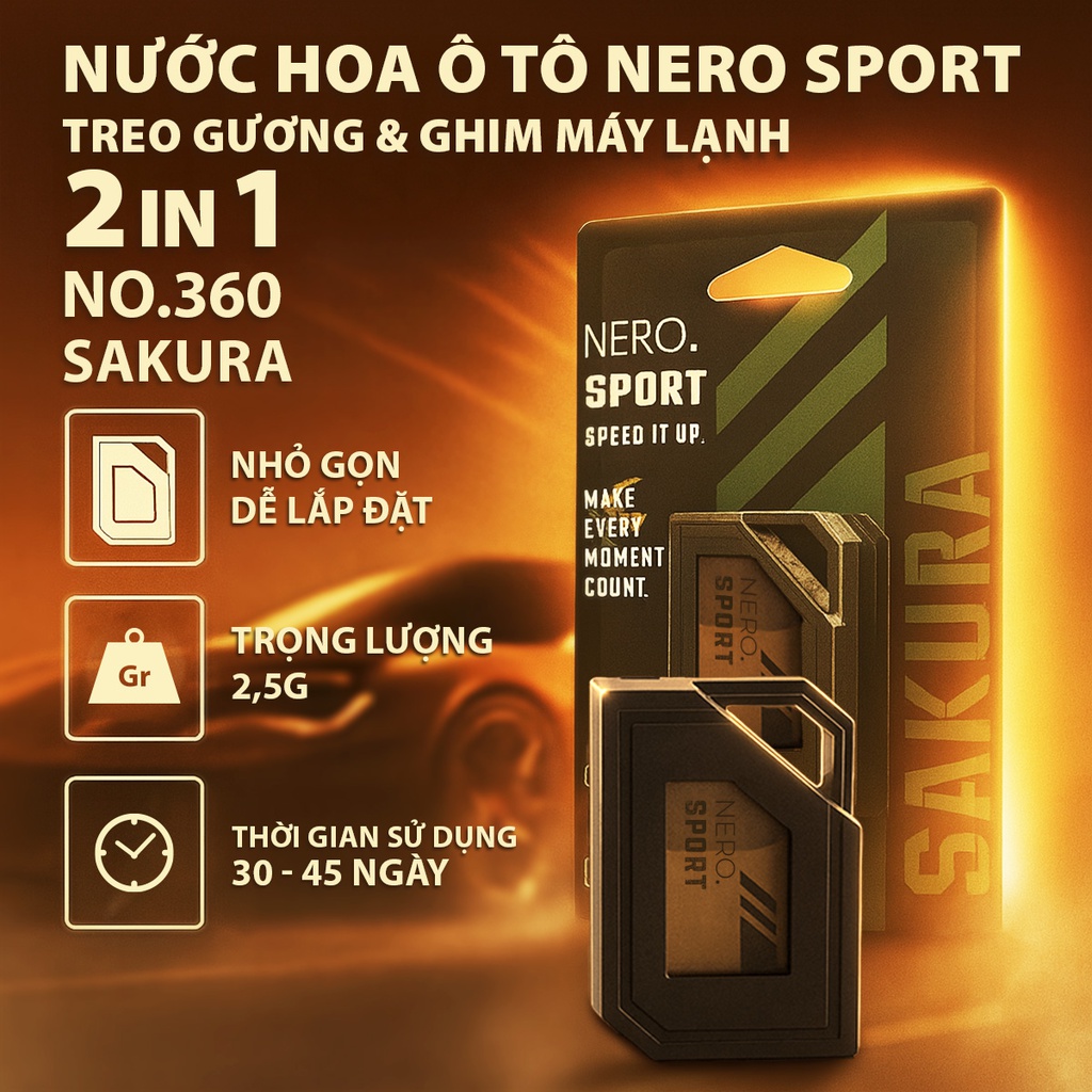 Dầu thơm NO.360-2 2in1(treo kính+ghim máy lạnh) 2.5g SAKURA