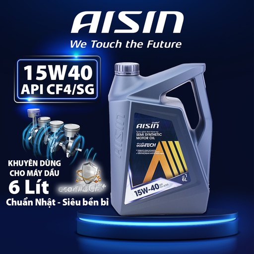 [9NAECSF1546PN] Nhớt Động Cơ Aisin 15W-40 CF4/SG Semi Synthetic 6 Lít ECSF1546P
