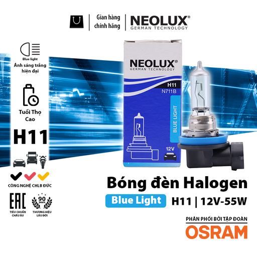 [BDNLXH11B12VN711B] Bóng Halogen Blue Light H11 12V 55W N711B Hiệu NEOLUX