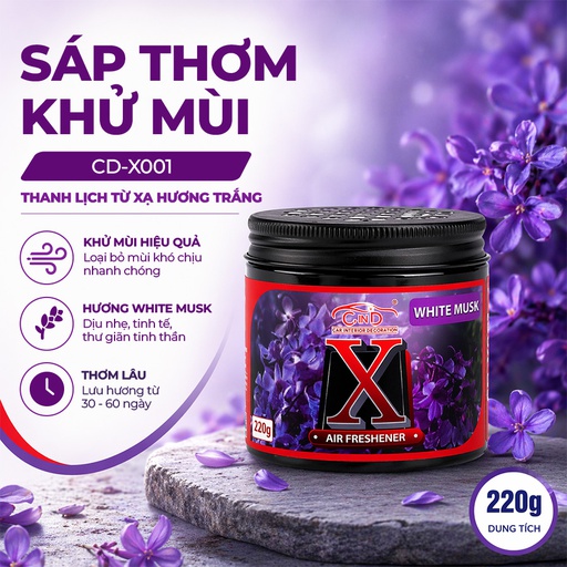 [DTATLCDX001] Sáp  thơm khử mùi X-GEL CIND CD-X001 WHITE MUSK
